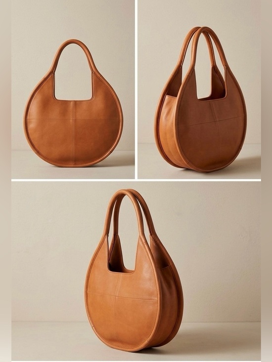Anthropologie Handbags - Anthropologie Circular Tote Bag in Cognac Brown